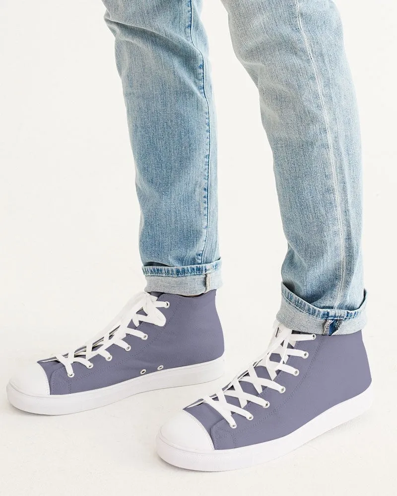 Shaded Pale Pastel Blue Gray High-Top Canvas Sneakers | Men's | C30M30Y0K30