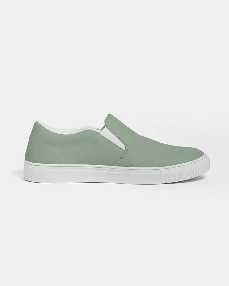 Shaded Pale Pastel Green Gray Slip-On Canvas Sneakers | Men's | C22M0Y30K30
