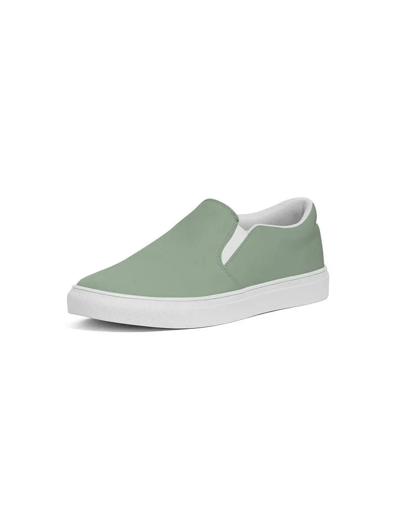 Shaded Pale Pastel Green Gray Slip-On Canvas Sneakers | Men's | C22M0Y30K30