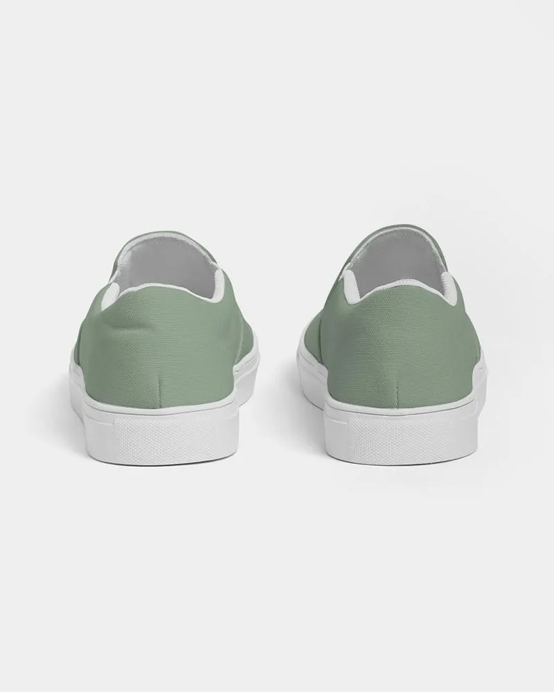 Shaded Pale Pastel Green Gray Slip-On Canvas Sneakers | Men's | C22M0Y30K30