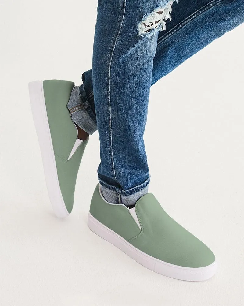 Shaded Pale Pastel Green Gray Slip-On Canvas Sneakers | Men's | C22M0Y30K30