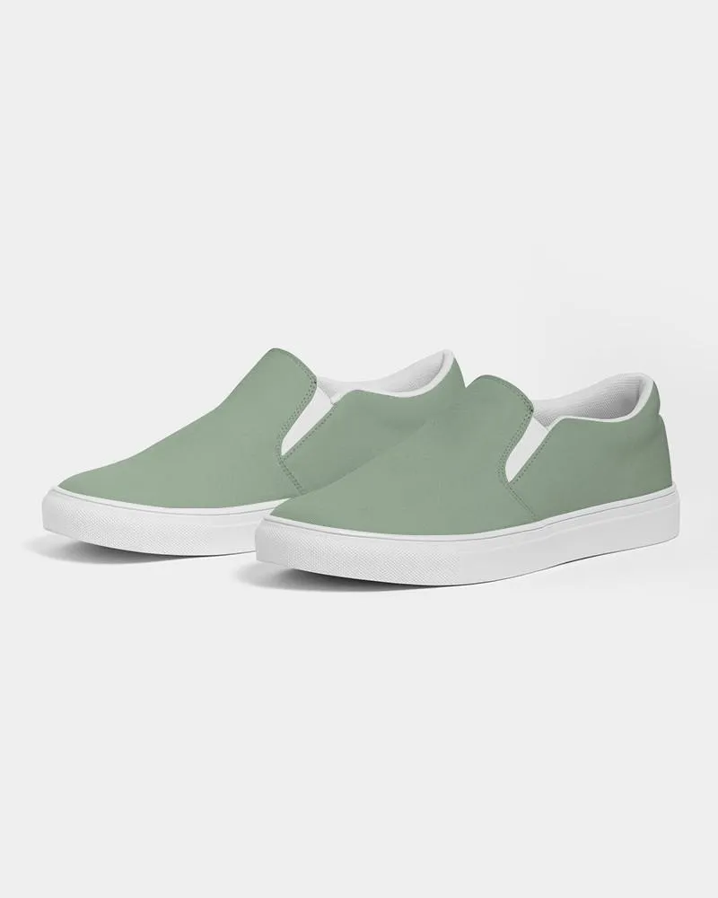 Shaded Pale Pastel Green Gray Slip-On Canvas Sneakers | Men's | C22M0Y30K30
