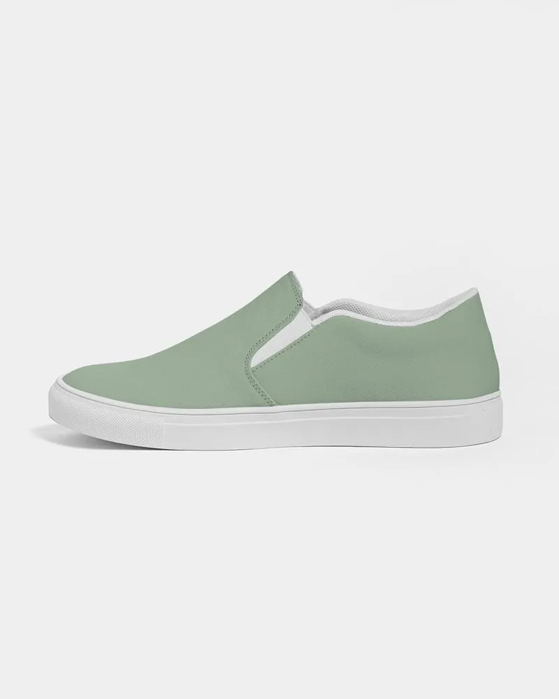 Shaded Pale Pastel Green Gray Slip-On Canvas Sneakers | Men's | C22M0Y30K30