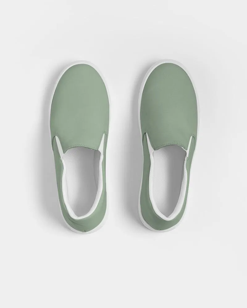 Shaded Pale Pastel Green Gray Slip-On Canvas Sneakers | Men's | C22M0Y30K30