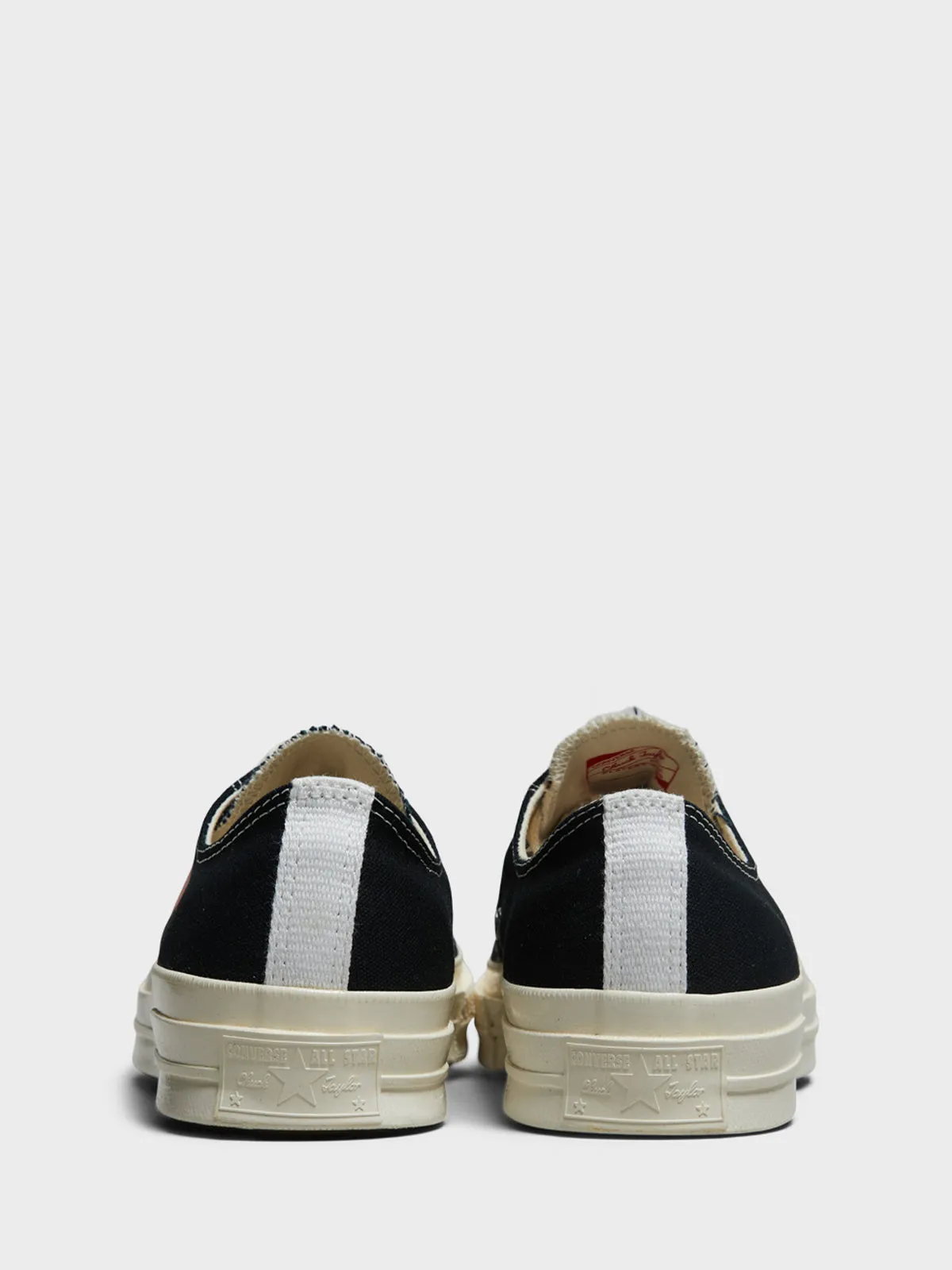 Small Red Heart Low Top Sneakers in Black