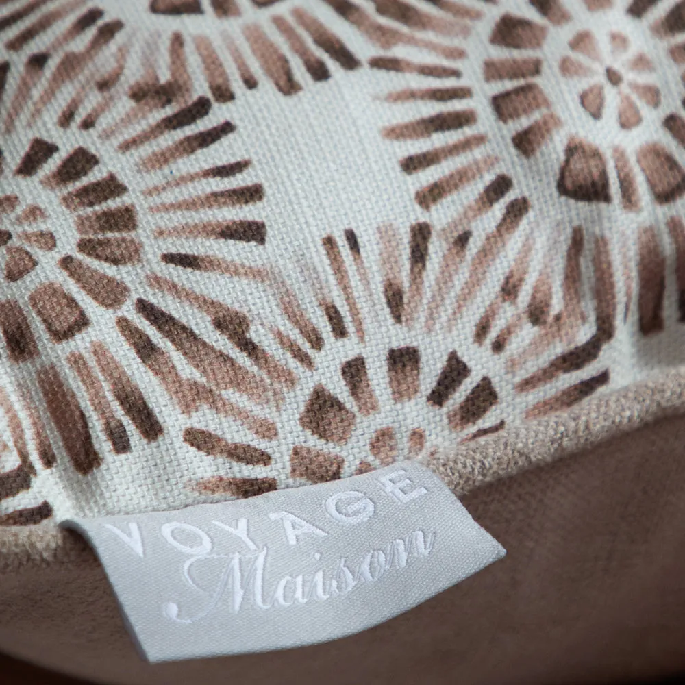 Vali Printed Piped Cushion Stone