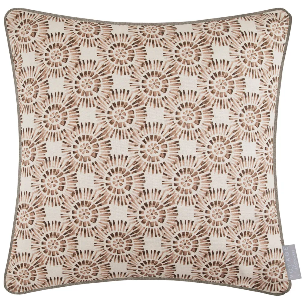 Vali Printed Piped Cushion Stone