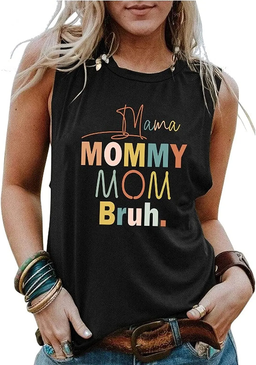 Women Mama Mommy Mom Bruh Tank Tops Shirt