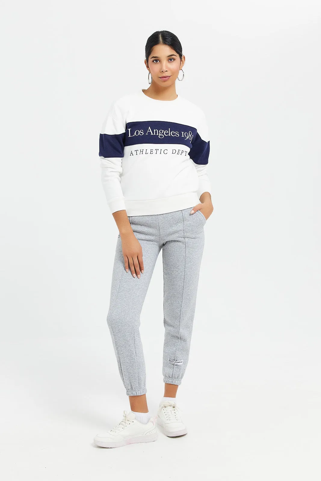 Women White Printed Sweatshirt