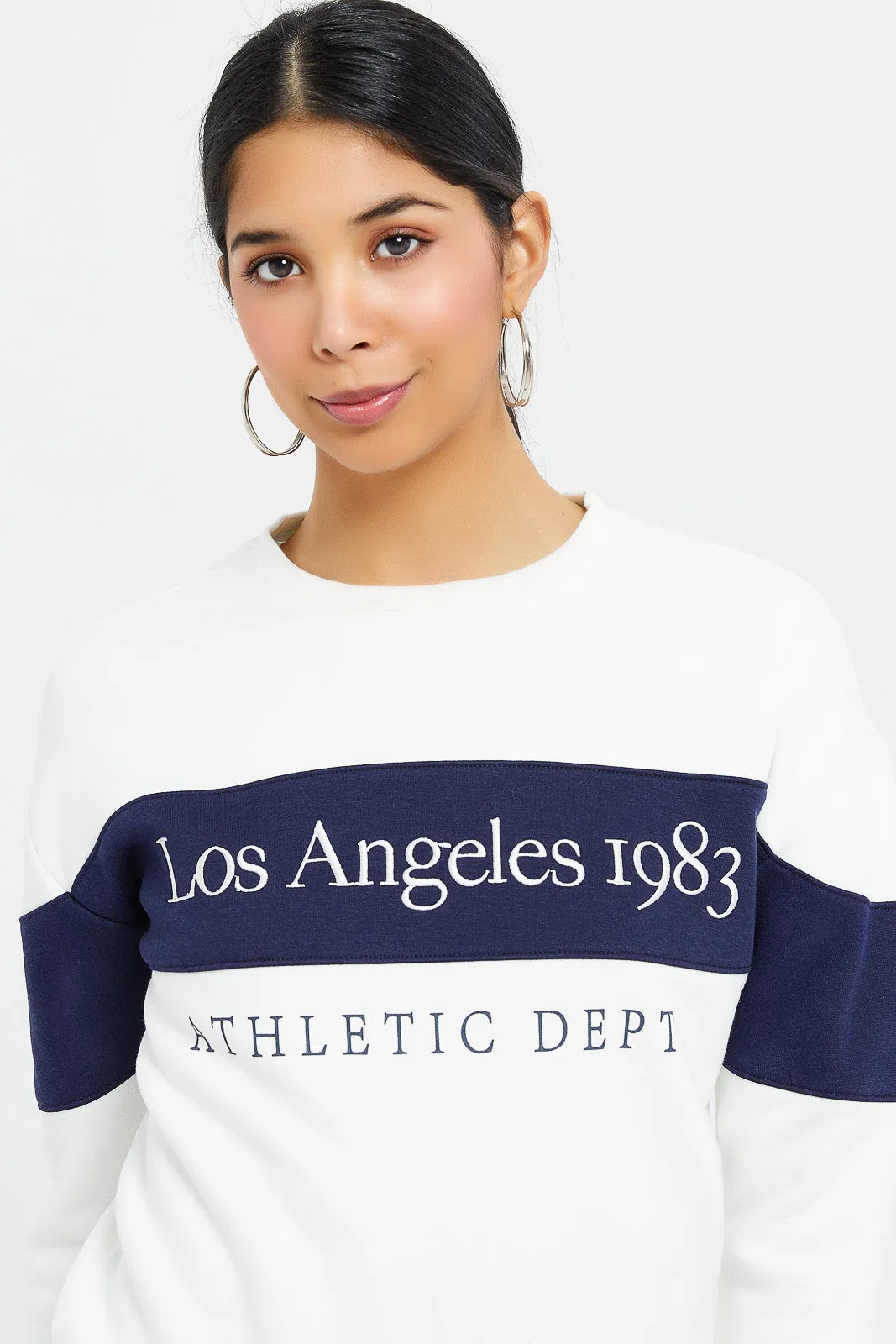 Women White Printed Sweatshirt