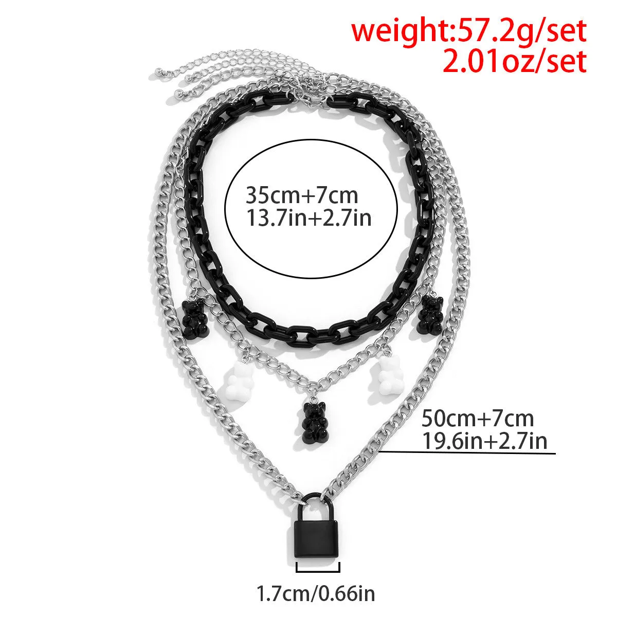 Women's Fashion Metal Lock-shaped Multi-layered Tassel Necklace